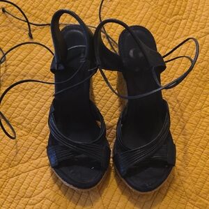 Gianni Bini Black Wedge Sandals